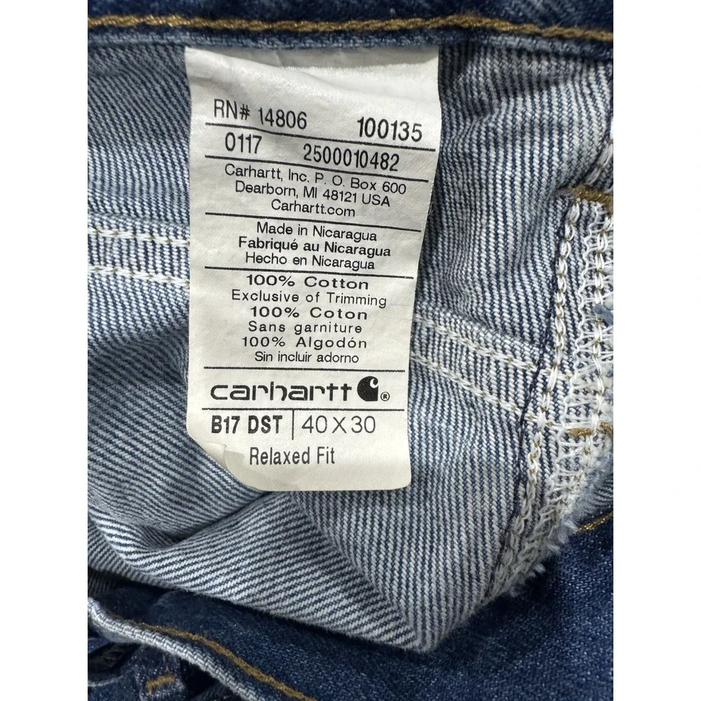 Vtg‎ Carhartt Relaxed Fit Straight Leg Jeans B460 Size 40x30 Union made in USA